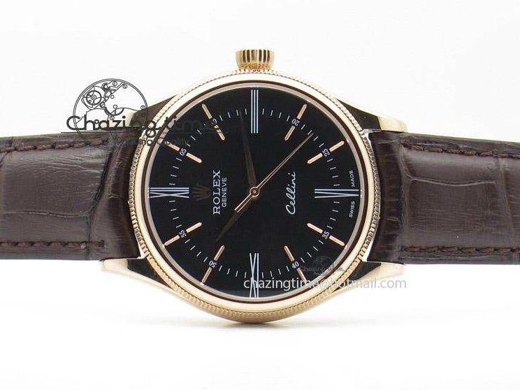 MiroTime 1219 Cellini 50505 RG Black Dial on Brown Leather Strap A2824 BP Maker Premium 4047